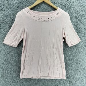 Pendelton Womens Medium Short Sleeve T-Shirt Embellished Studded‎ Boat Neck